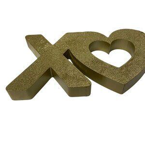 Horizon Group USA Gold Glitter‎ XO Heart Decorative Sign Tabletop Decor